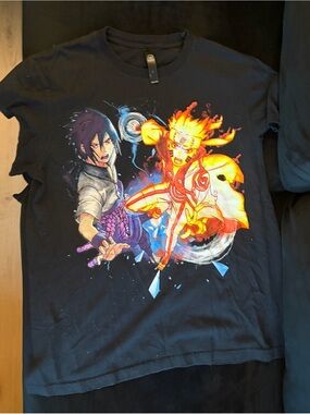 Naruto & Sasuke Graphic Short Sleeve Tee - Black